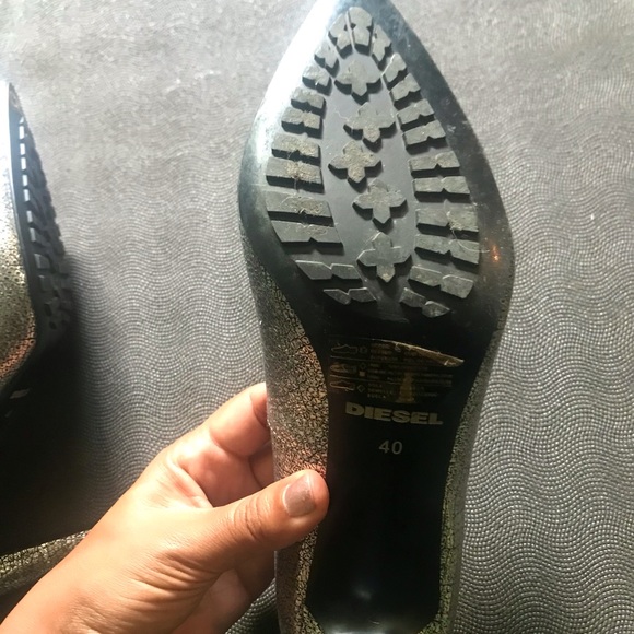 Diesel D-Mabell Metallic Pointed Toe Heels Size 40 - Picture 4 of 7
